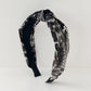 Black gray snakeskin crossed wide headband