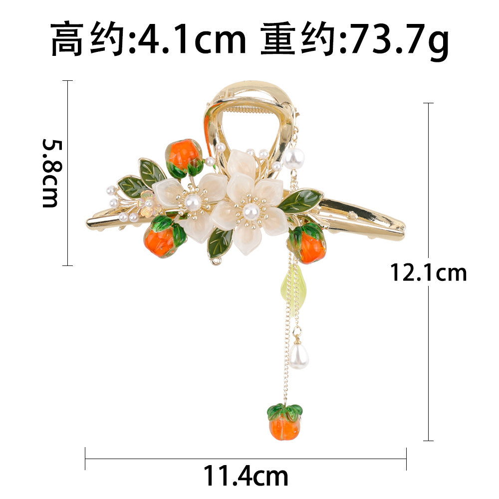 发夹高级感精致柿柿如意花朵抓夹饱满后脑勺鲨鱼夹高级感发饰