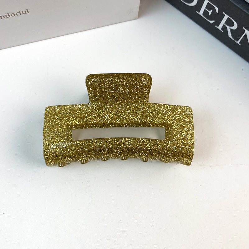 方形细密微闪blingbling文艺小清新葱粉纯色亚克力抓夹闪粉发夹