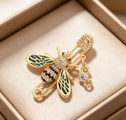 Brovia - Bee Wing Dangle Safety Pin Brooch
