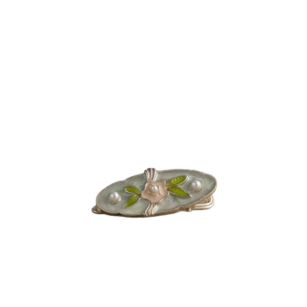 Beau - Green Floral Oval Hair Clip