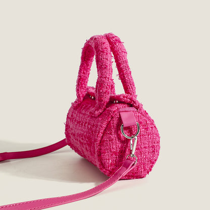 Bacio - Chic Cylinder Handbag in Premium Pink and Black