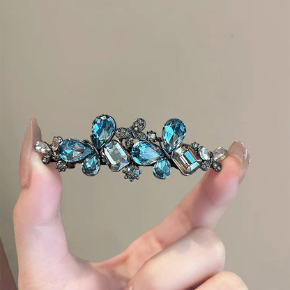 新款高档水晶蝴蝶发夹女高级感后脑勺半扎弹簧夹百搭发卡轻奢顶夹