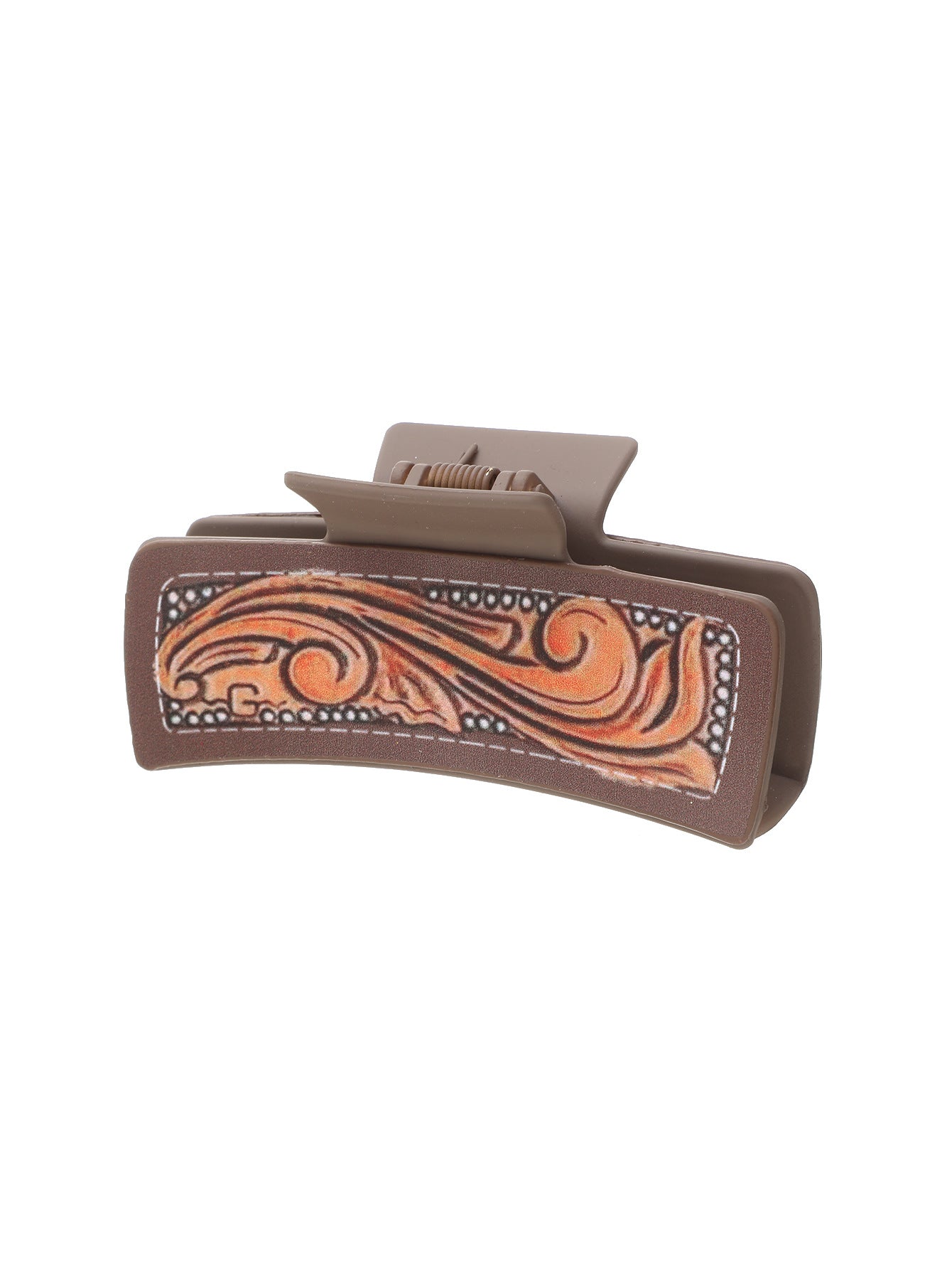 跨境西部风仙人掌羽毛花朵图案印刷鲨鱼夹发夹女士抓夹速卖通亚马