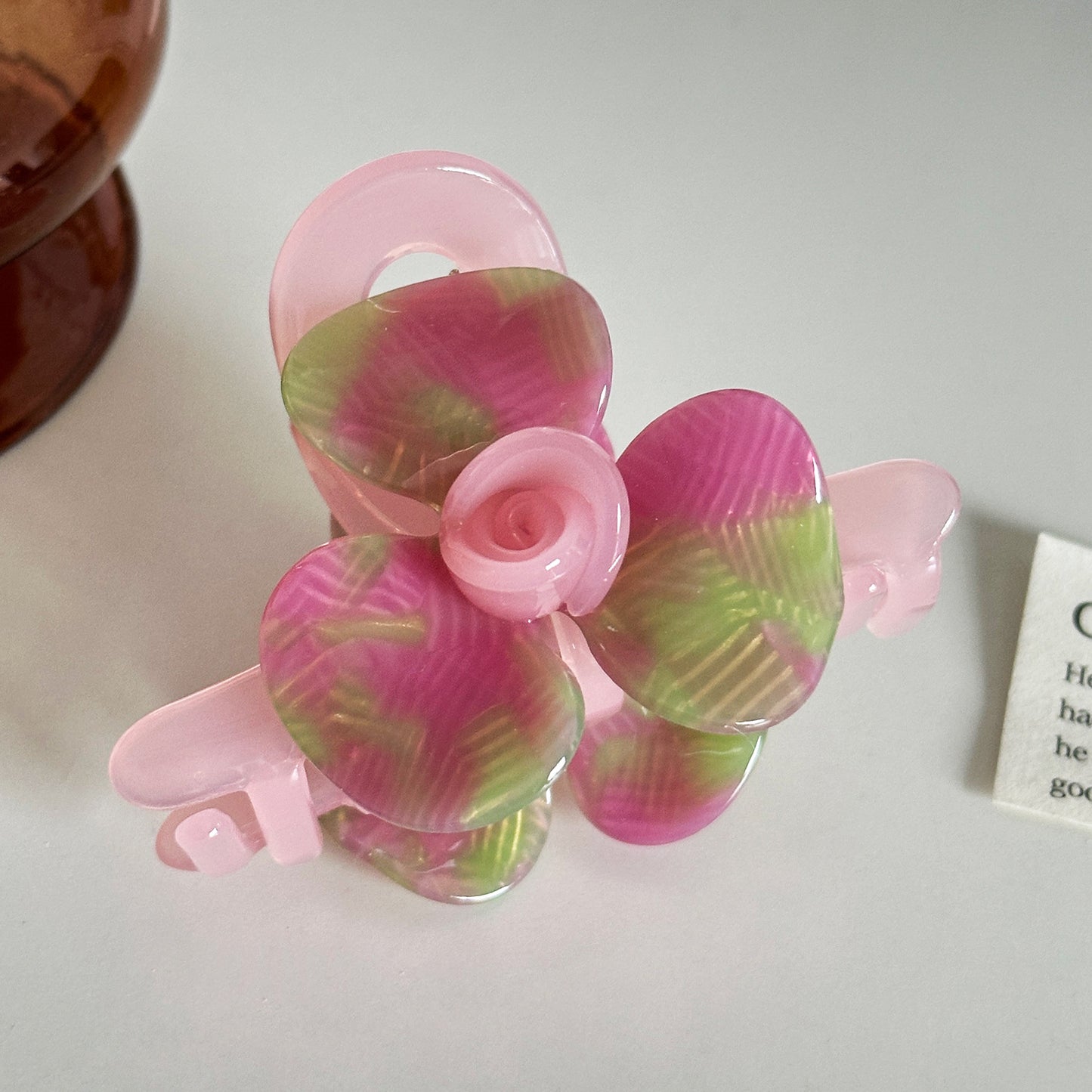 朵薇饰品醋酸立体花朵发夹高级感盘发夹子百搭半扎发鲨鱼夹子发饰