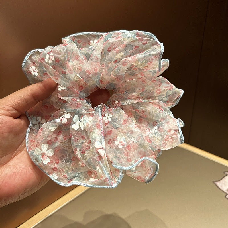 温柔浪漫韩系小碎花薄纱大肠圈女甜美清新马尾发圈丸子头发绳发饰
