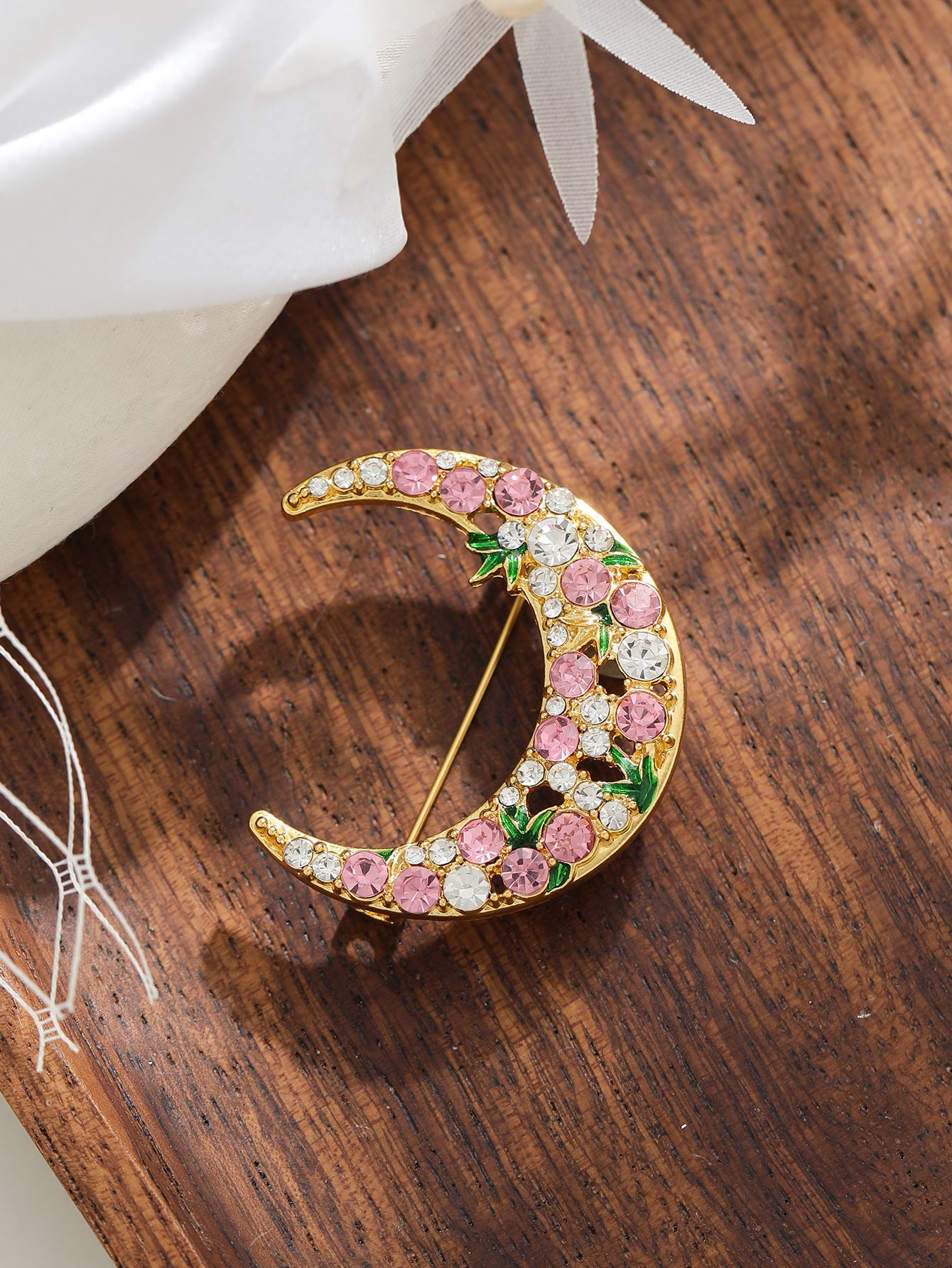 Brovia - Crescent Moon Clustered Detail Brooch