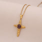 Nozari - Ridged Cross Center Pendant Necklace
