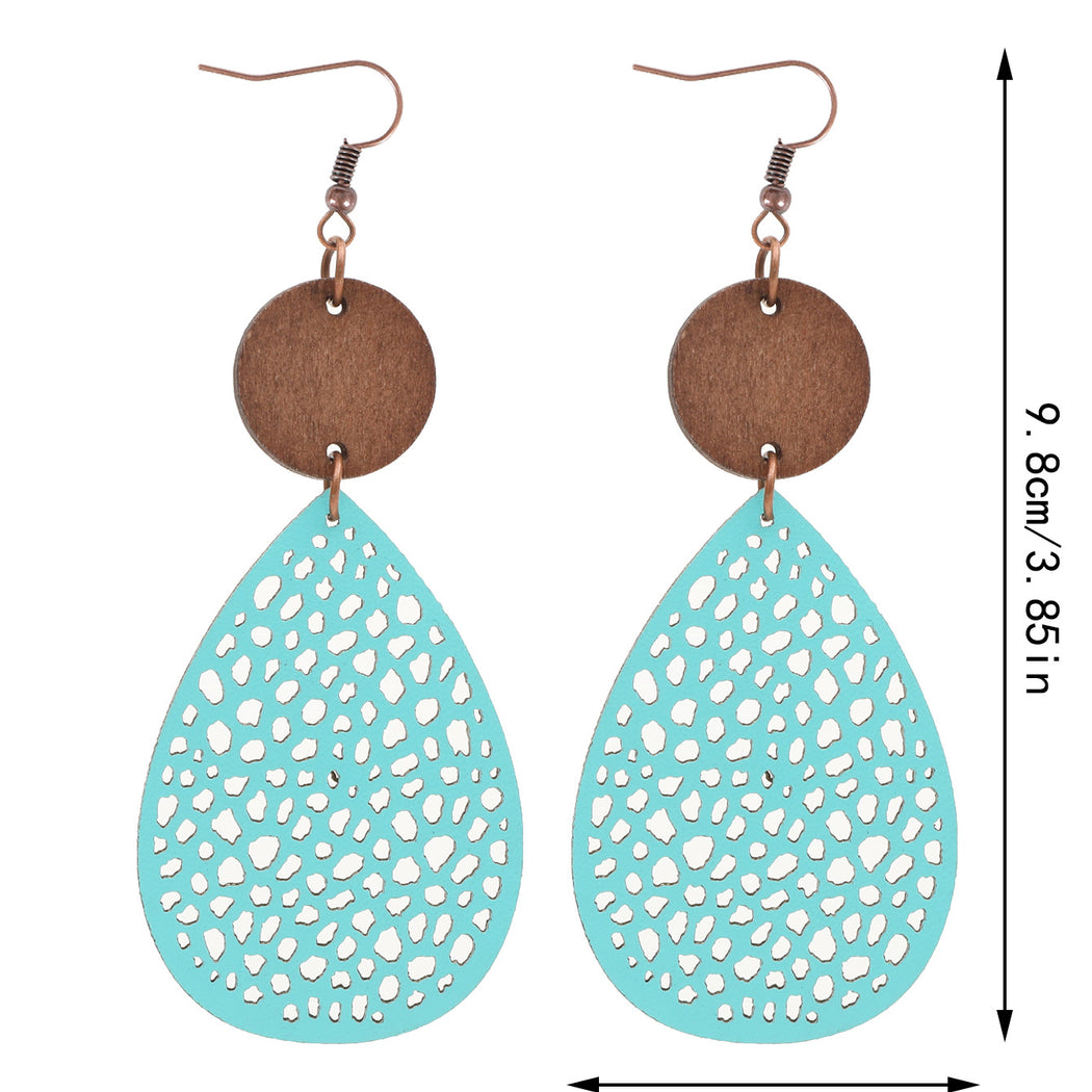 Earedge - Colorful Cutout Teardrop Earrings