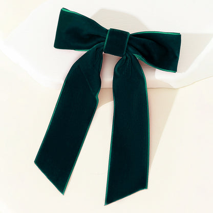 Velvet Single-Layer Long Tail Bow Hair Clip