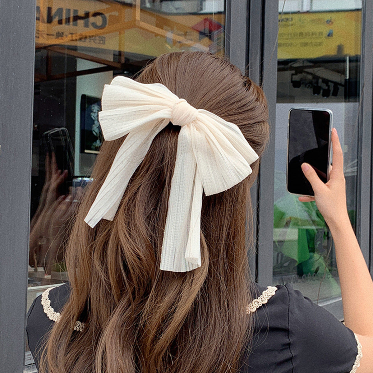 Chiffon White Bow Hair Clip