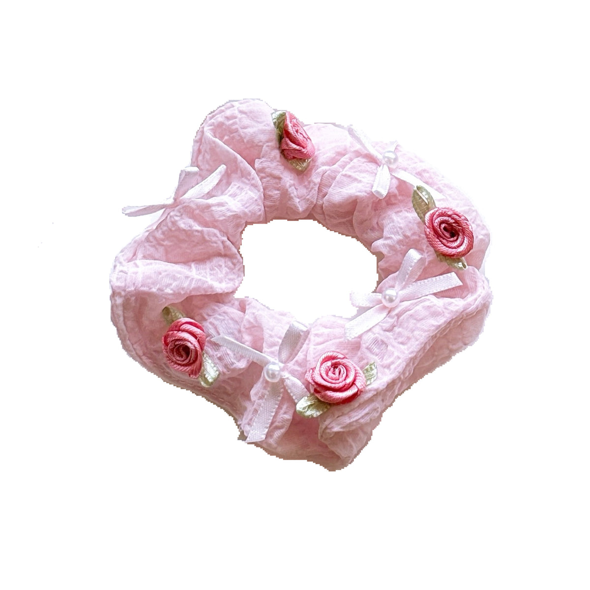 法式奶油芭蕾大肠发圈韩系甜美少女春夏清新立体浪漫玫瑰头绳发饰