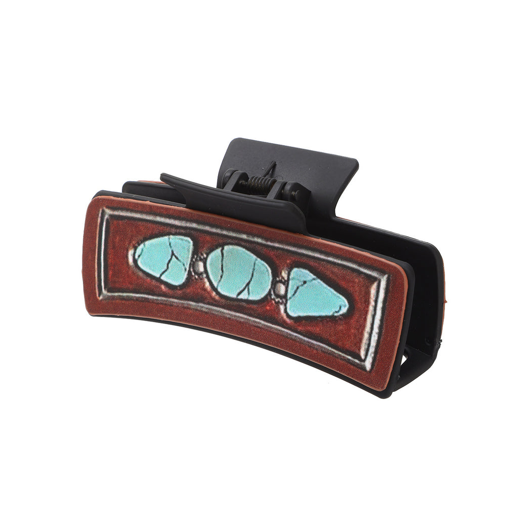 Beau - Turquoise Cow Print Hair Claw