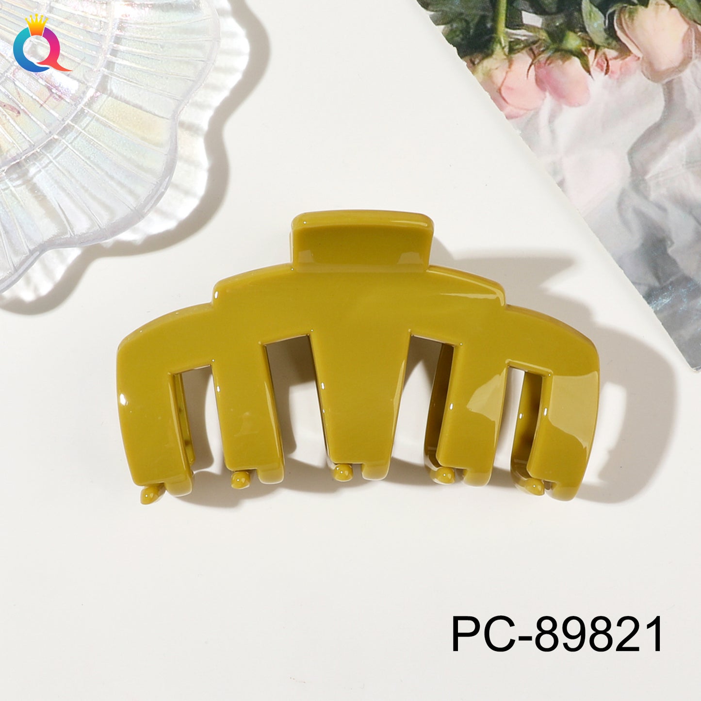 奇阅PC高端亮油机械抓夹后脑勺盘发鲨鱼夹简约高级感发夹发饰批发