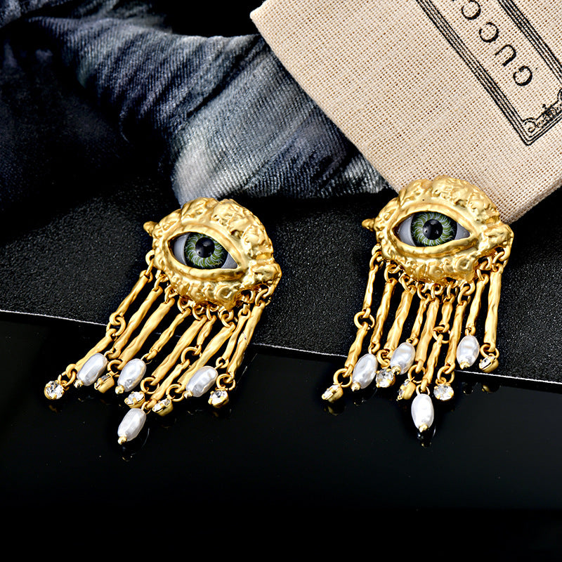 Vintage Evil Eye Earrings with Tassel