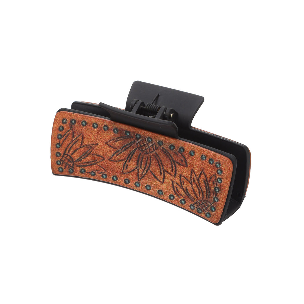 Beau - Blue Sunflower Cow Print Hair Claw