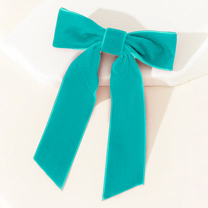 Velvet Single-Layer Long Tail Bow Hair Clip