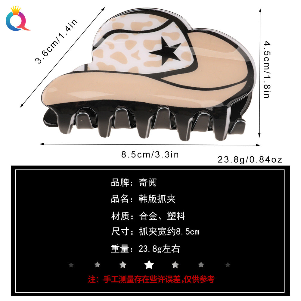 奇阅亚克力发夹英伦风盘发夹子个性魔法帽马尾抓夹鲨鱼夹发饰批发