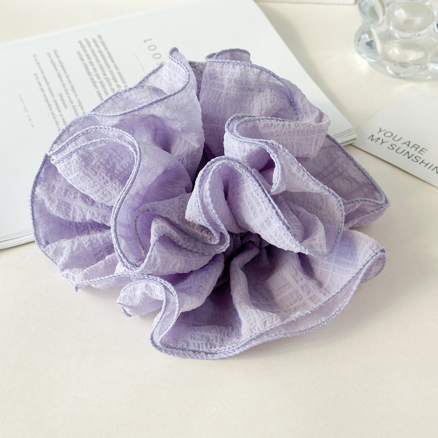 GIFTY - Solid Color Ruffled Scrunchie (4-Layer Design)