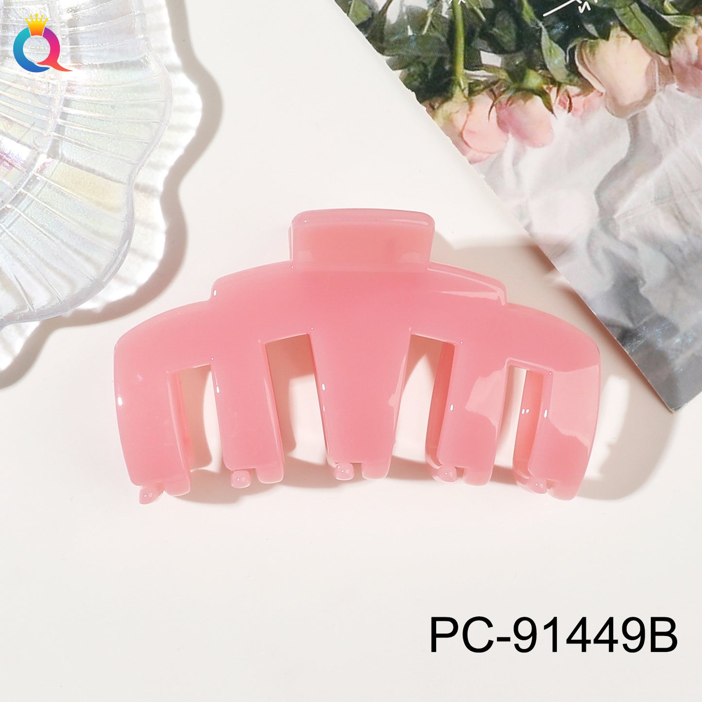 奇阅PC高端亮油机械抓夹后脑勺盘发鲨鱼夹简约高级感发夹发饰批发