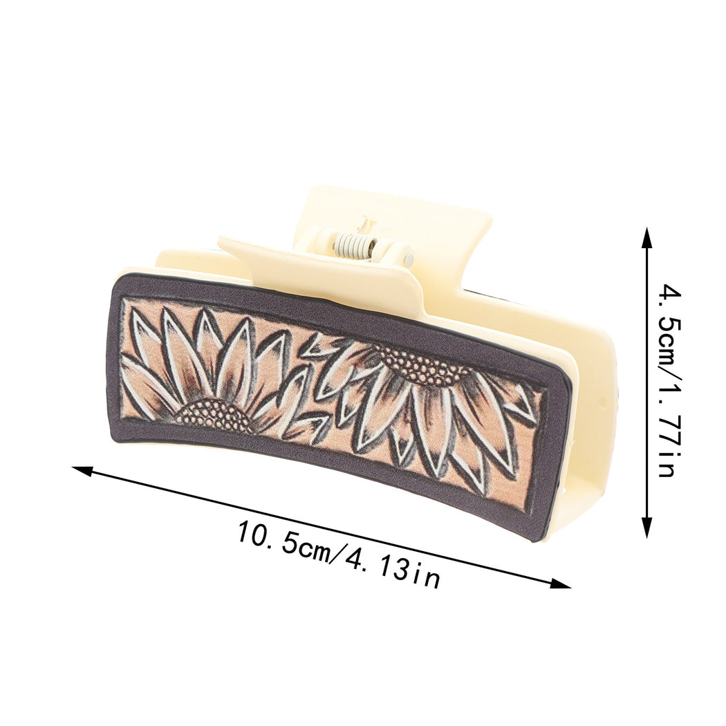 Beau - Blue Sunflower Cow Print Hair Claw