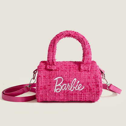 Bacio - Chic Cylinder Handbag in Premium Pink and Black