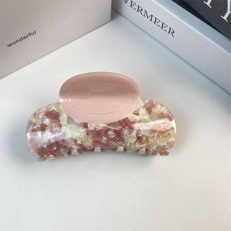 新款醋酸拼接鲨鱼夹碎花色豹纹高级感发夹发饰大号高马尾发饰
