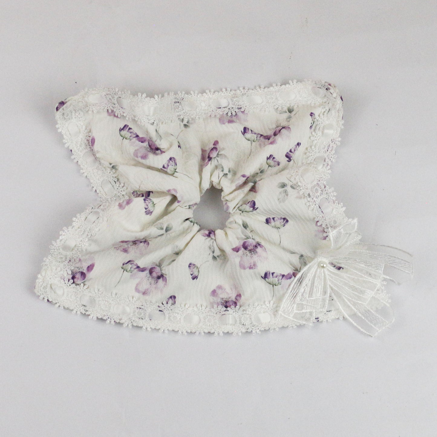 新品田园风碎花波浪蕾丝花边发圈女大号方巾蕾丝花边饰品百搭扎发