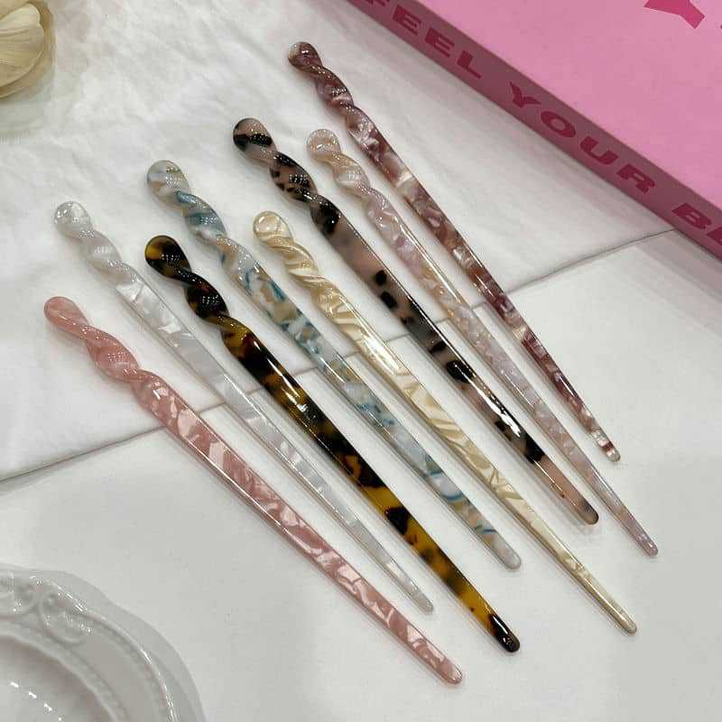 树脂豹纹款发簪简约现代簪子女盘发百搭钗子日常丸子头后脑勺发卡