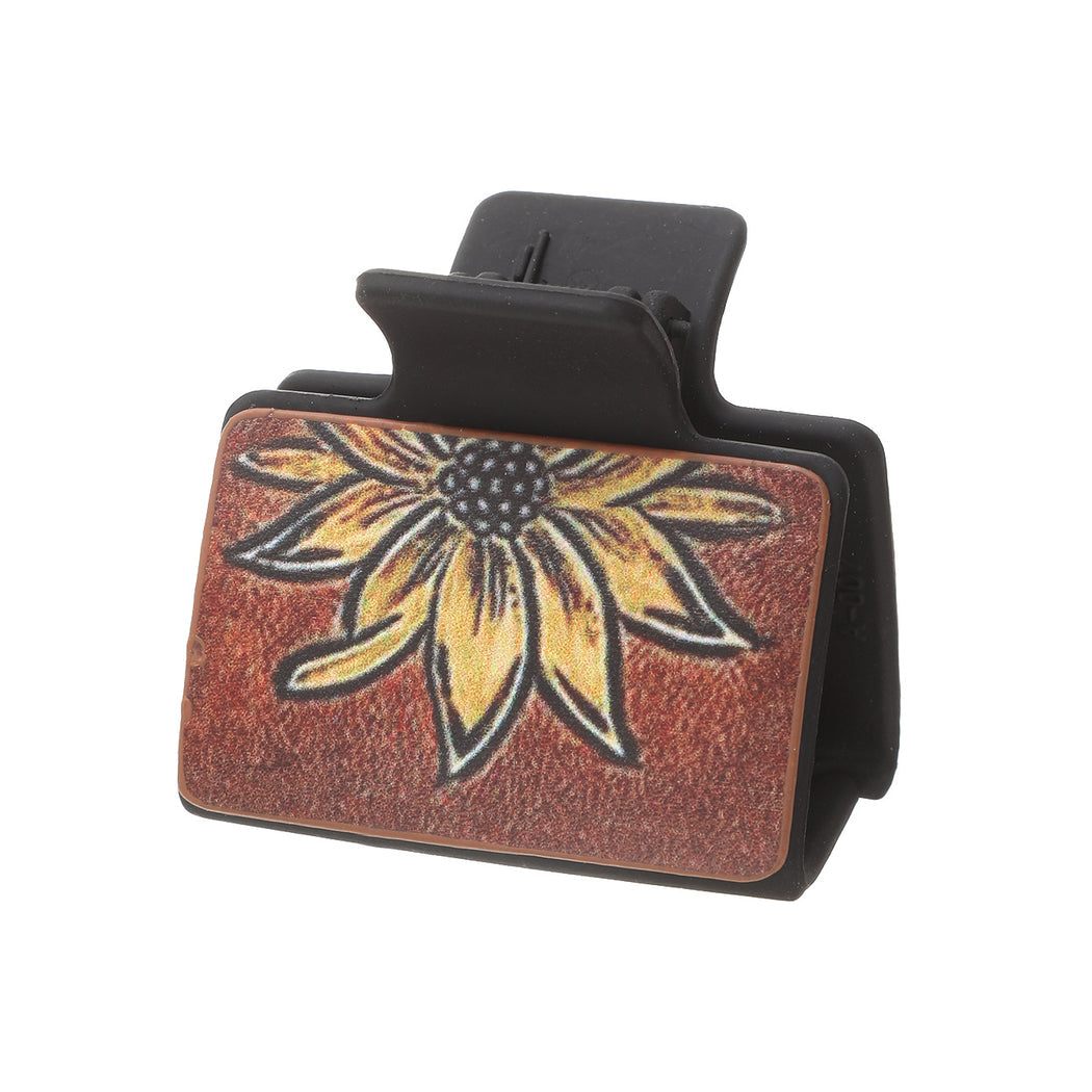Beau - Sunflower Feather Print Hair Claw