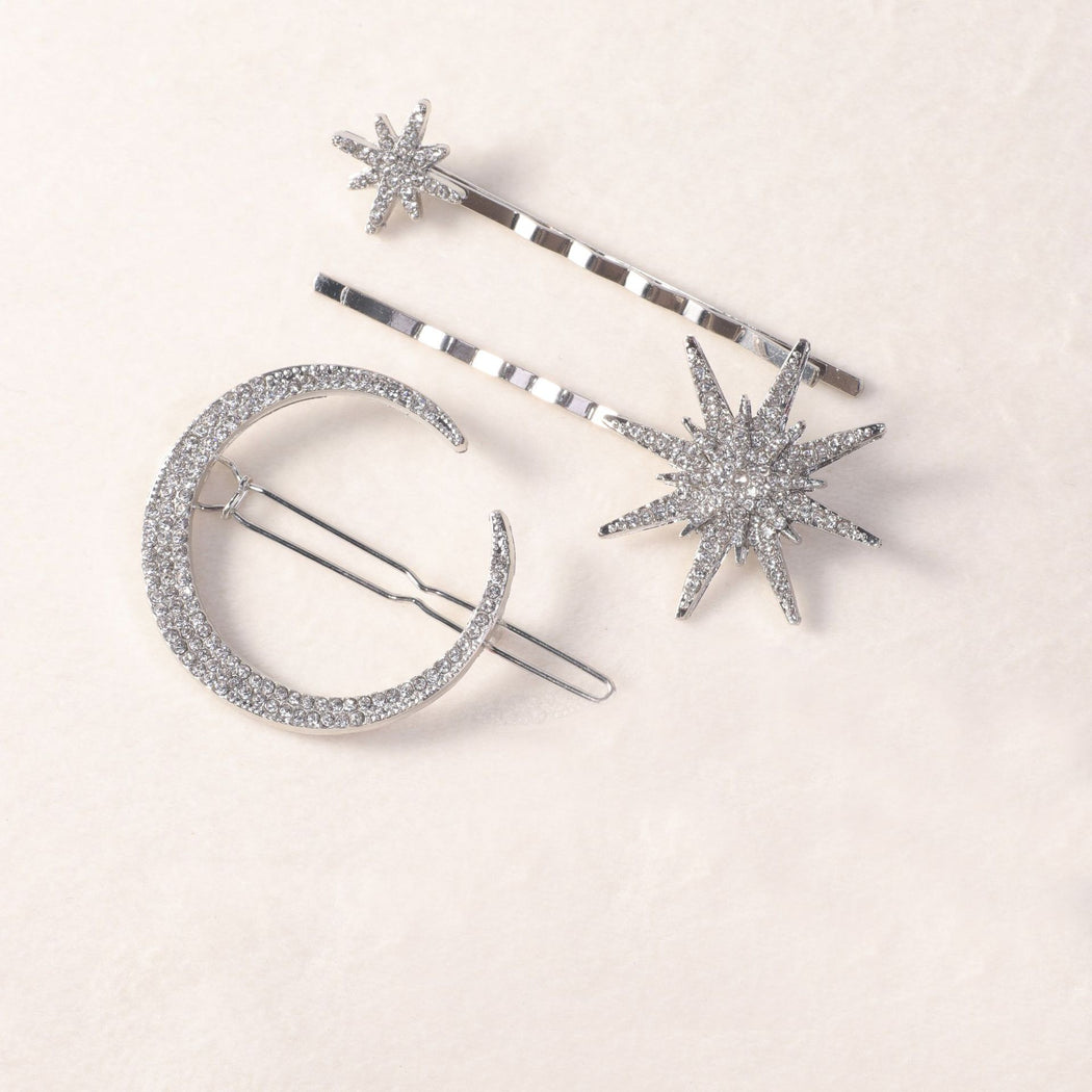 Celestial rhinestone hair clip set