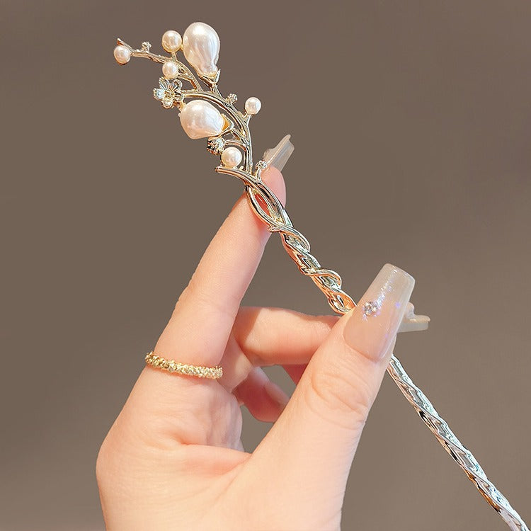 铃兰花古风步摇发簪高级感珍珠汉服树枝簪子发钗流苏旗袍盘发头饰