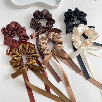 Ribbon Bow Scrunchie Set in Satin, 6 Colors