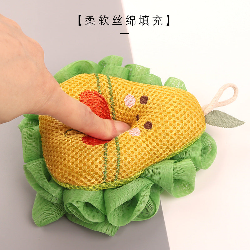 巾派洗澡沐浴球可爱卡通水果风沐浴花去污起泡丰富家用洗澡花批发