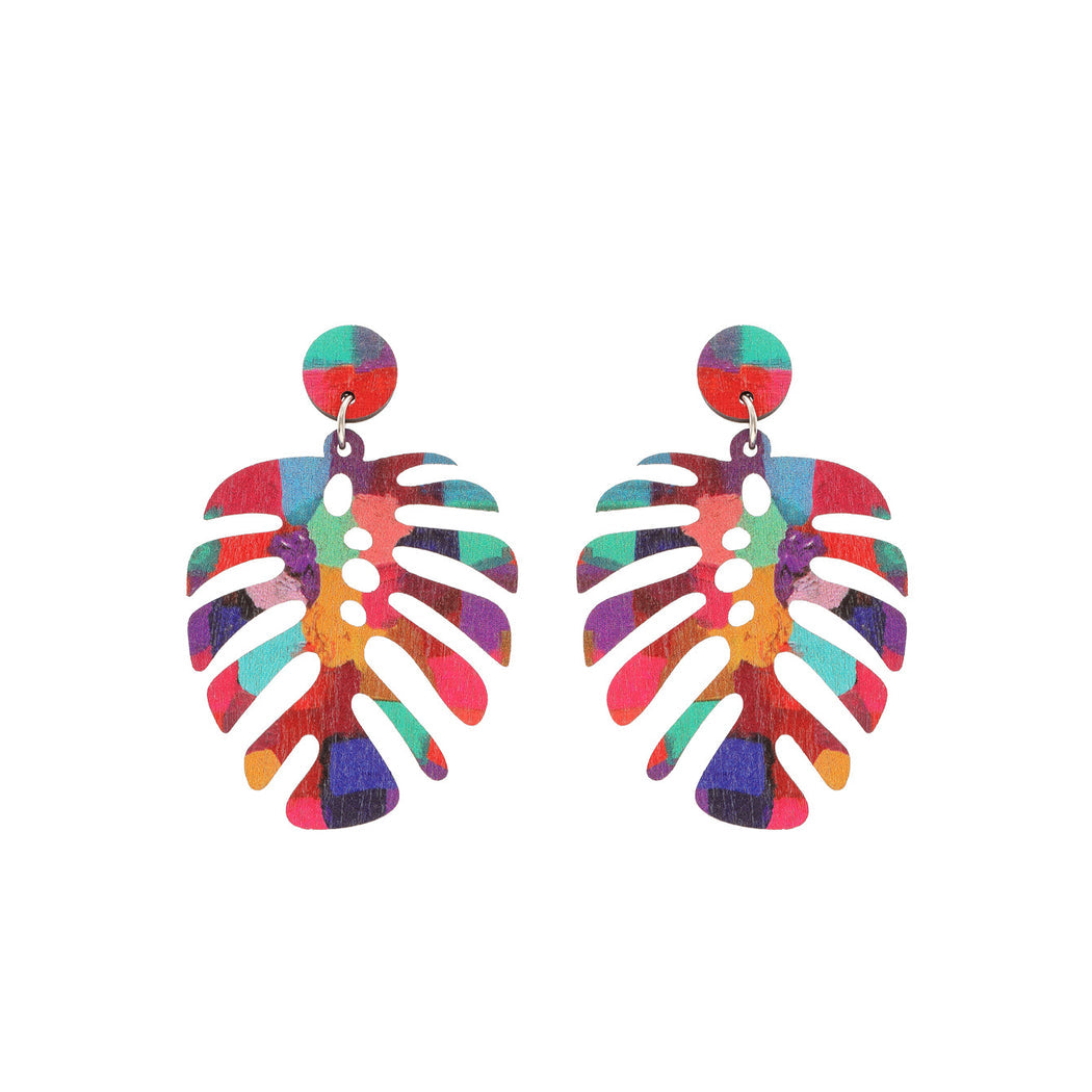 Earedge - Multicolor Abstract Leaf Earrings