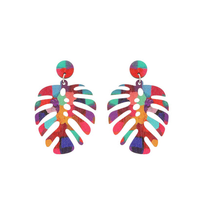 Earedge - Multicolor Abstract Leaf Earrings
