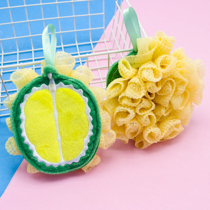 PAPO - Cute Fruit-Shaped Bath Pouf with Scrubber