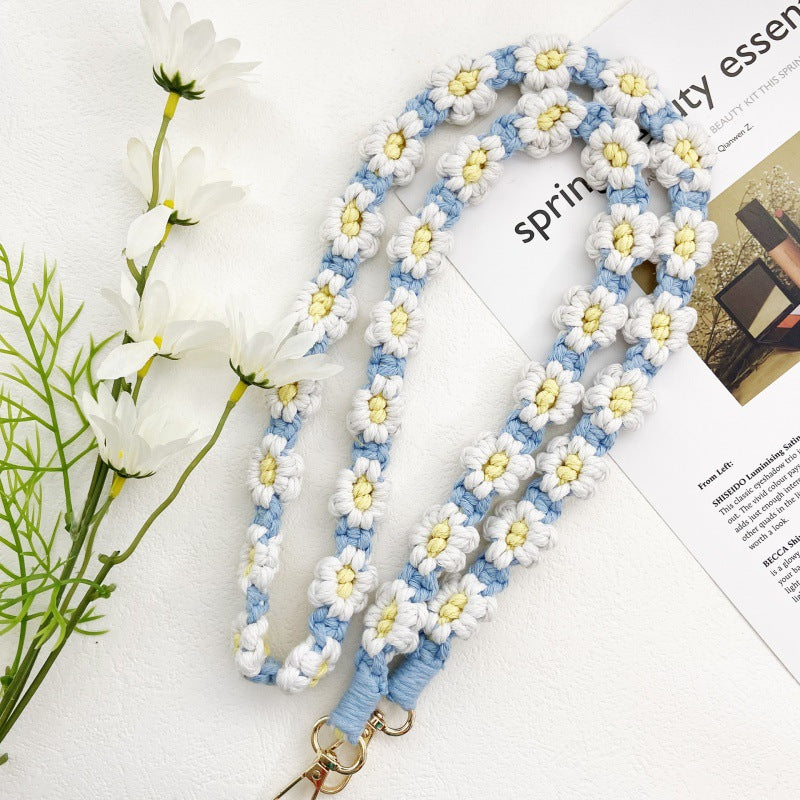 Handmade Crochet Daisy Flower Phone and Bag Lanyard