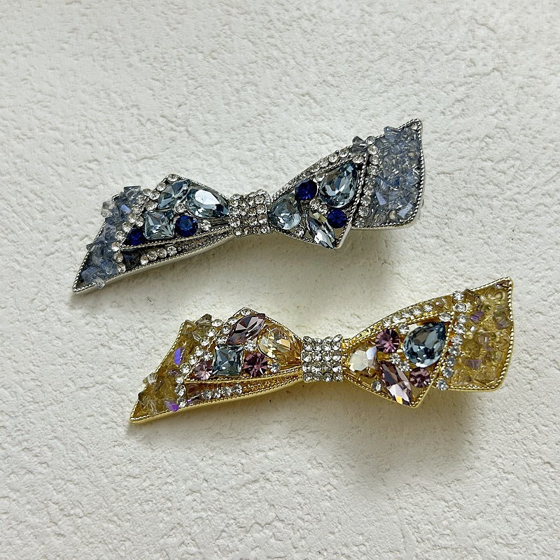 蝴蝶结水钻发夹高级感精致轻奢水晶鸭嘴夹顶夹刘海夹一字夹发饰品