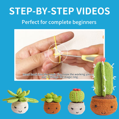 Crochet Beginner DIY Kit - Cactus Set