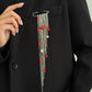 Brovia - Layered Chain Dangle Safety Pin Brooch