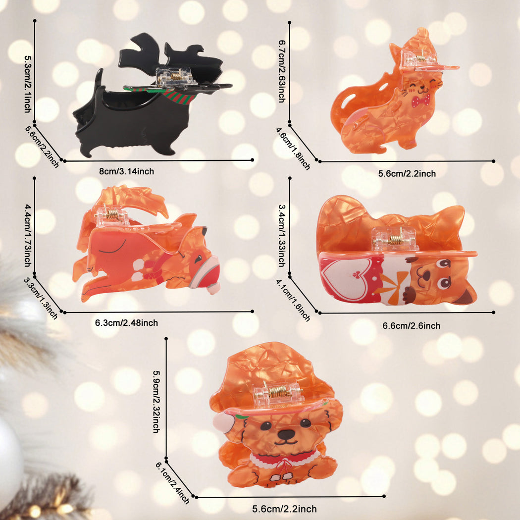 Christmas cartoon animal hair claw detail