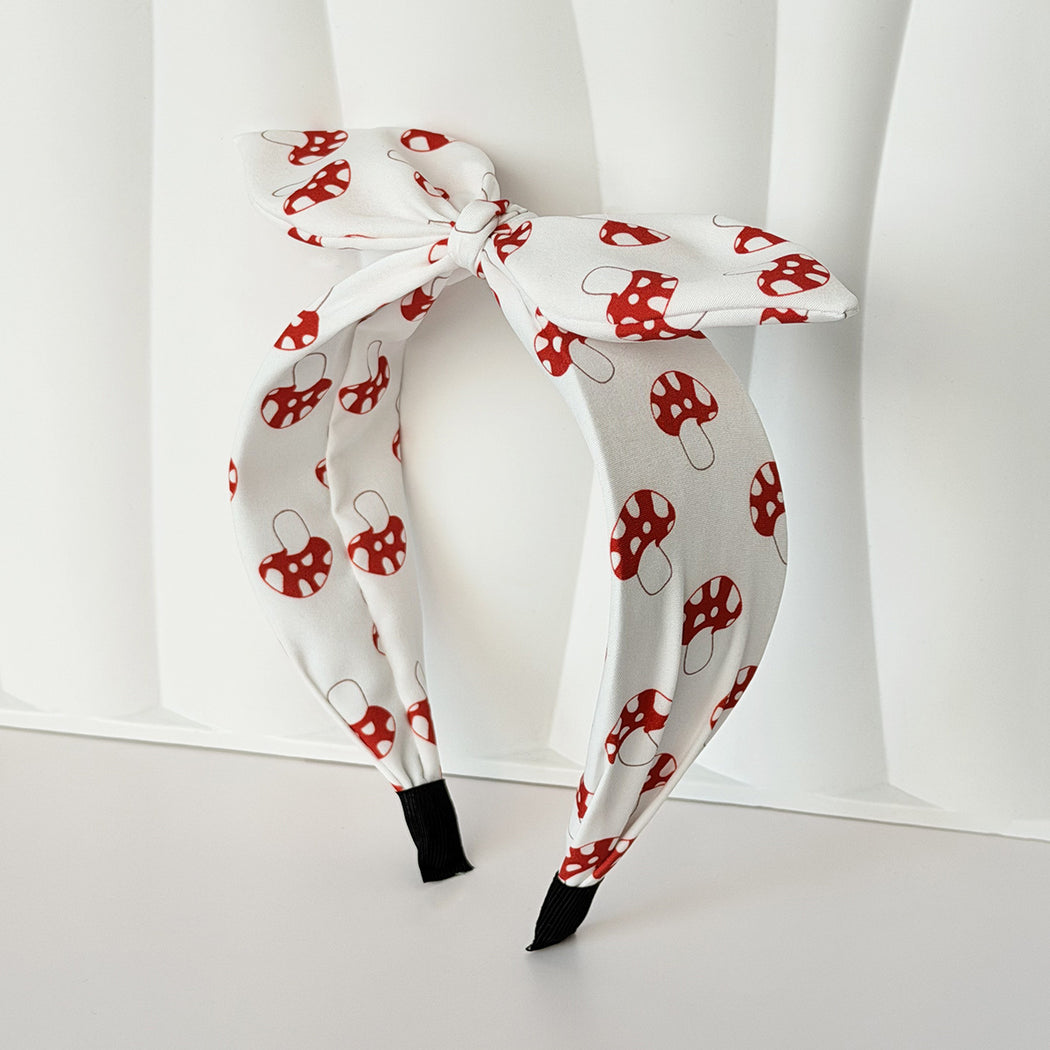White mushroom bow knotted headband