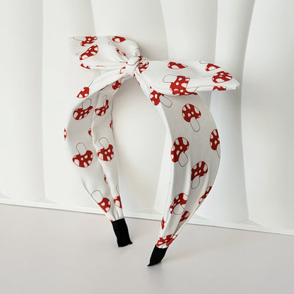 White mushroom bow knotted headband