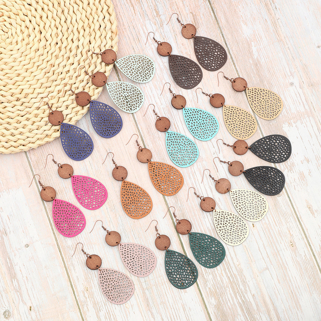 Earedge - Colorful Cutout Teardrop Earrings