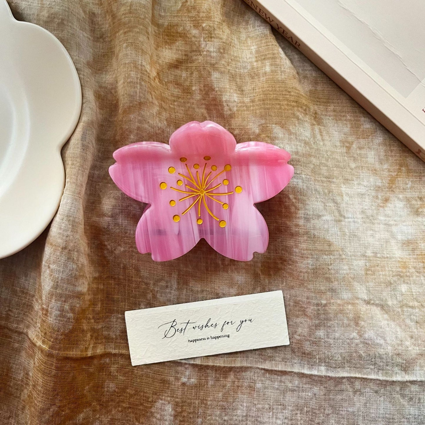 日韩百搭花朵醋酸发夹轻奢高级感樱花百合太阳花抓夹后脑勺发饰女