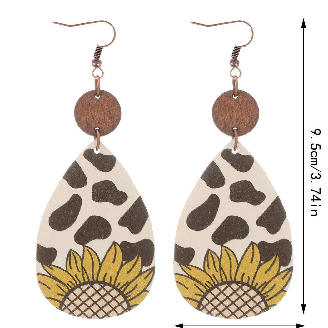 Earedge - Western Floral Cow Print Earrings