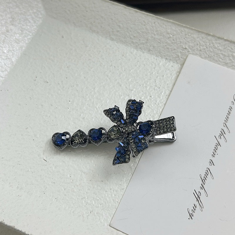 超仙水晶水钻蝴蝶结发夹女甜美高级感侧边夹轻奢百搭碎发刘海夹