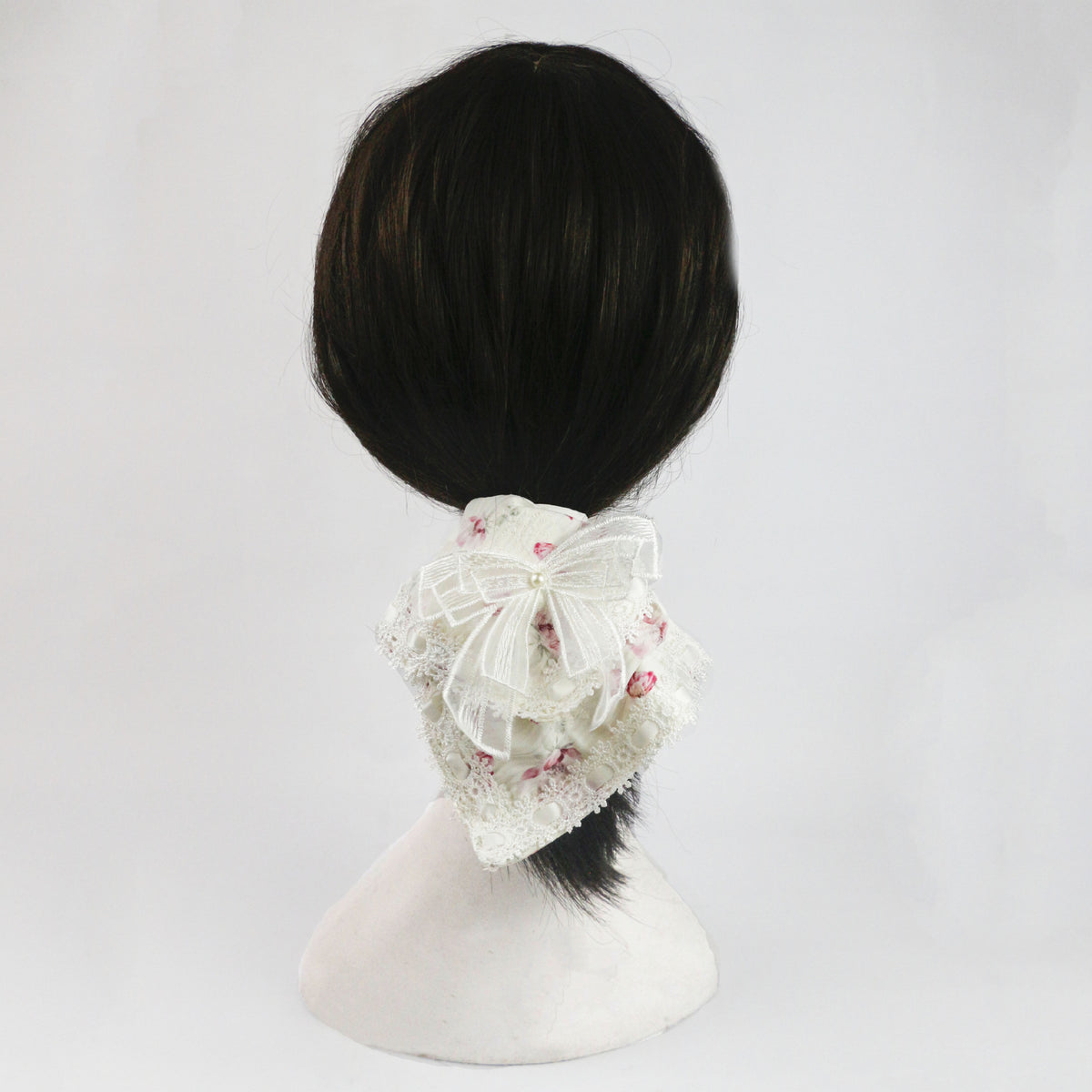 新品田园风碎花波浪蕾丝花边发圈女大号方巾蕾丝花边饰品百搭扎发