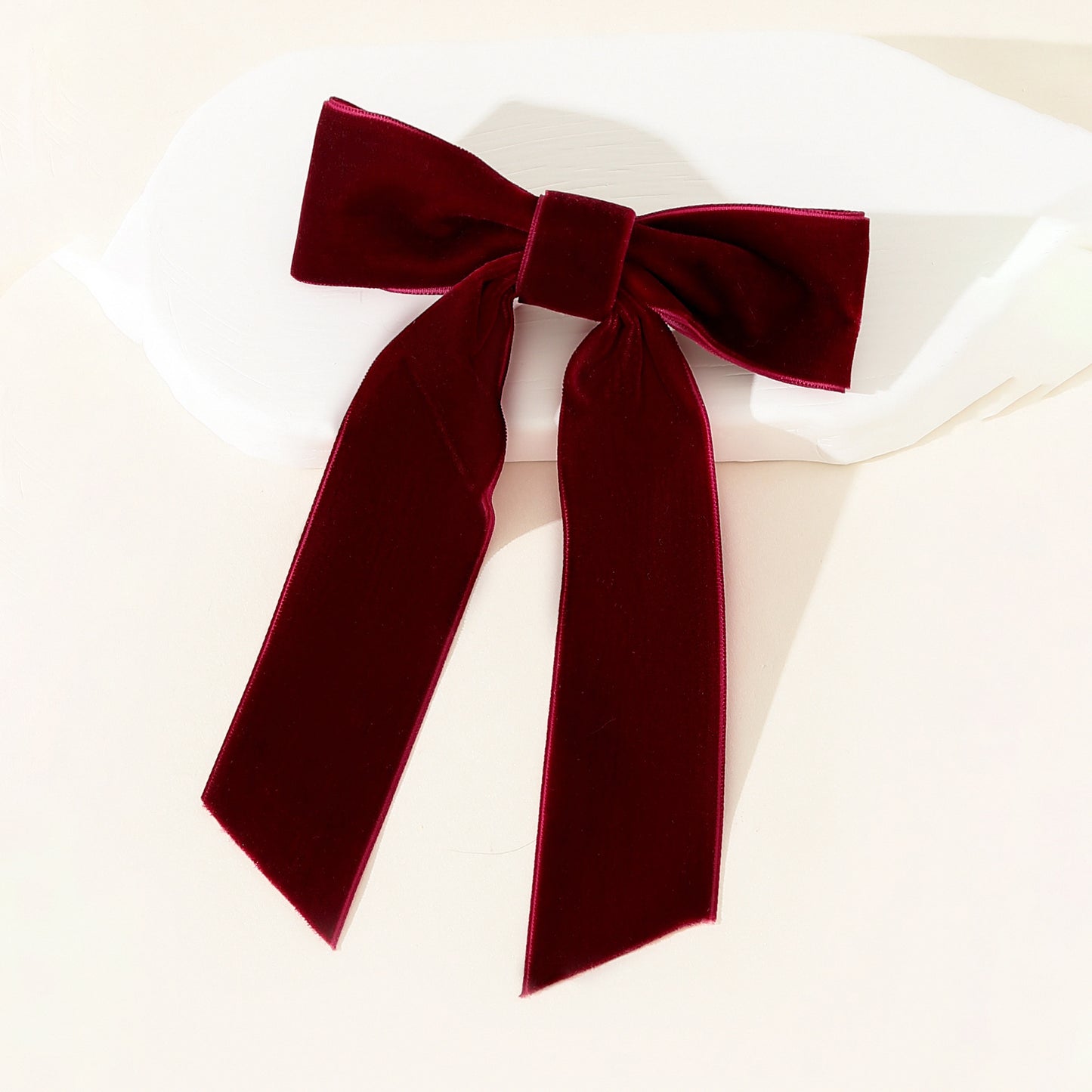 Velvet Single-Layer Long Tail Bow Hair Clip